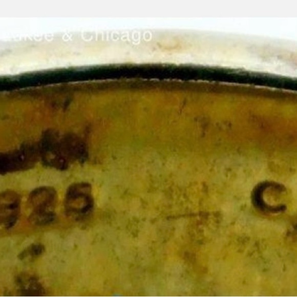 Hammered Wide Band Silver Ring 925 Gold Tone Vint - Picture 3 of 10